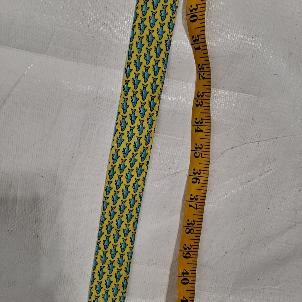 Vineyard Vines Blue Bone Fish Fabric Double DRing Belt - Picture 10 of 13